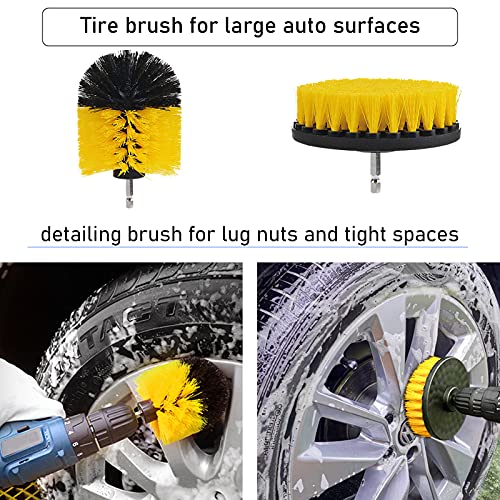 TTCR-II 16 Pcs Car Detailing Kit, Car Cleaning Kit, Drill Brush Set Car Detailing Exterior Interior Car Detailing Kit (Detailing Brush, Drill Brush Set, Polishing Pad, Vent Brush, Towers, Mitt)