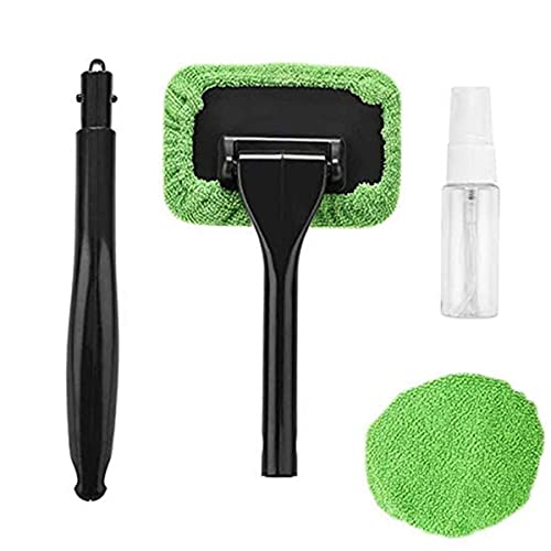 Fincos Car Window Cleaner, Windshield Glass Cleaner Tool, Care Cleaner kit with Washable Reusable Cloth and Detachable Handle for Auto Inside Glass Wiper Interior Accessories Car Cleaning Kit