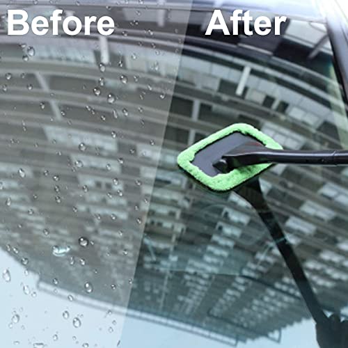 Fincos Car Window Cleaner, Windshield Glass Cleaner Tool, Care Cleaner kit with Washable Reusable Cloth and Detachable Handle for Auto Inside Glass Wiper Interior Accessories Car Cleaning Kit