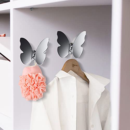 NUANNUAN Grey Creative Butterfly Coat Hook Wall Mounted Hanging Brass Decoration Porch Rack, Home Purses Clothes Hoodies Bath Towel Hangers for Bedroom Bathroom Office Closet Wardrobe Cupboard