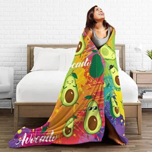 Cartoon Avocado Fruits Food Decor Throw Blanket Soft Lightweight Flannel Fleece Anime Blankets for Bed Chair Travelling 60"X50"