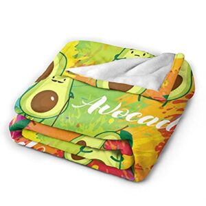 Cartoon Avocado Fruits Food Decor Throw Blanket Soft Lightweight Flannel Fleece Anime Blankets for Bed Chair Travelling 60"X50"