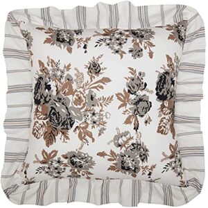 vhc brands annie portabella brown floral farmhouse cottage ruffled throw pillow 18x18