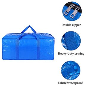 Heavy Duty Extra Large Storage Bags, Moving Bags, College Dorm Essentials, Extra Large Storage Bags for Moving Supplies, Christmas Decorations Storage, Double Zipper Design (Blue 8 pack)