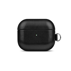 Leather Case Compatible with AirPods 3rd Generation, Lopie Handmade Sheep Leather Case with Keychain for New AirPods 3, Portable Protective Case/Cover with Loss Prevention Clip for Man/Woman - Black