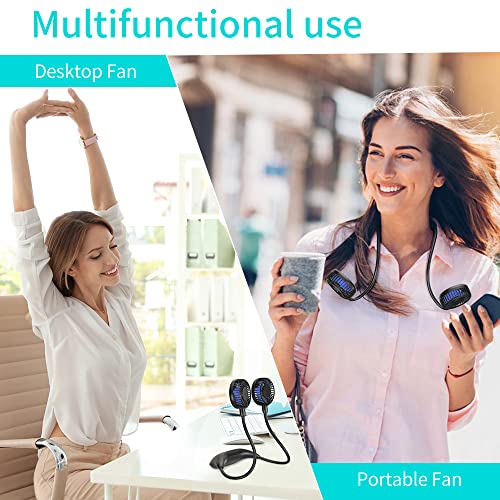 HandFan 10000mAh Neck Fan, 360° Rotation Personal Portable Fans for your Neck, 48h Lasting Rechargeable Battery Operated Wearable Necklace Cooling Fans for Travel/Disney/Sports/Cycling/Hiking