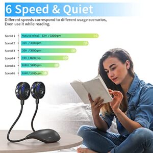 HandFan 10000mAh Neck Fan, 360° Rotation Personal Portable Fans for your Neck, 48h Lasting Rechargeable Battery Operated Wearable Necklace Cooling Fans for Travel/Disney/Sports/Cycling/Hiking