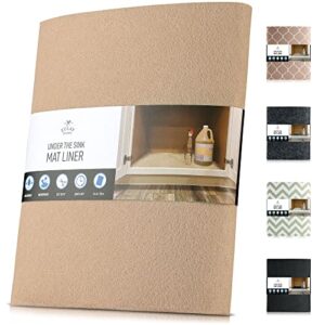 zulay kitchen under sink mat - 24"x30" slip-resistant under the sink mat waterproof design - non-adhesive, trimmable under kitchen sink mat for bathroom, cabinets with rubber backing (beige)