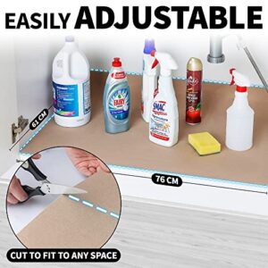 Zulay Kitchen Under Sink Mat - 24"x30" Slip-Resistant Under The Sink Mat Waterproof Design - Non-Adhesive, Trimmable Under Kitchen Sink Mat for Bathroom, Cabinets with Rubber Backing (Beige)