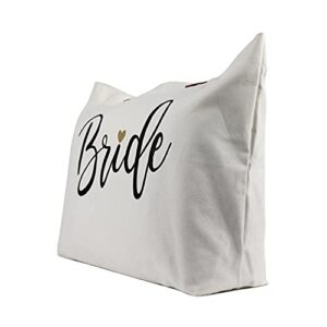 Lamyba Bride Bag with Makeup Bag, Mrs Tote Bag, Bride to be Gifts/Bridal Shower Gifts for Bride, White