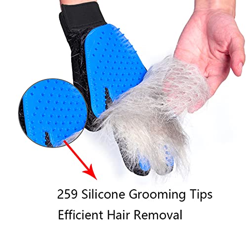 FEILIBI Pet Grooming Gloves for Efficient Hair Removal Long & Short Fur and Gentle Deshedding Brush and Massage for Dogs&Cat-(1Pair Left & Right Hand), 9 X 7 X 0.7inches