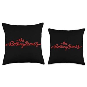 The Rolling Stones Official Curly Logo Black Throw Pillow, 18x18, Multicolor