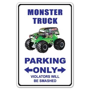 ningfei metal street sign monster truck parking only violators will be smashed decor tin signs 8 x 12 inches decorative sign