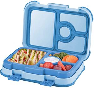 lroza leakproof kids lunch box | 4-compartment bento box for kids | bpa-free | school lunch container for boys girls | children travel on-the-go meal and snack packing containers, blue-1