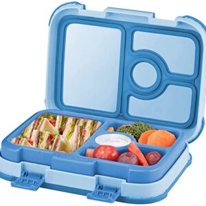 LROZA Leakproof Kids Lunch Box | 4-Compartment Bento Box for Kids | BPA-Free | School Lunch Container for Boys Girls | Children Travel On-the-Go Meal and Snack Packing Containers, BLUE-1