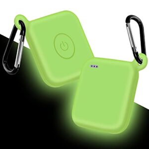 evahom silicone case with keychain for tile pro tracker, 2 pcs tile pro cover case with lightweight waterproof and anti-scratch protective sleeve, thin case easy to carry and green glow in the dark