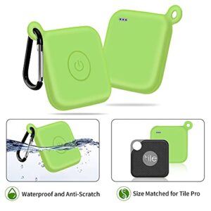 EVAHOM Silicone Case with Keychain for Tile Pro Tracker, 2 PCS Tile Pro Cover Case with Lightweight Waterproof and Anti-Scratch Protective Sleeve, Thin Case Easy to Carry and Green Glow in The Dark