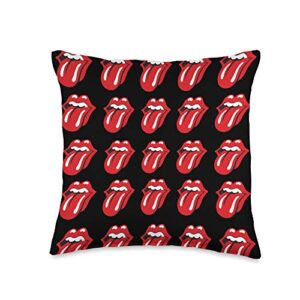 the rolling stones official classic repeat tongue black throw pillow, 16x16, multicolor