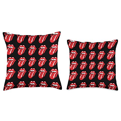 The Rolling Stones Official Classic Repeat Tongue Black Throw Pillow, 16x16, Multicolor