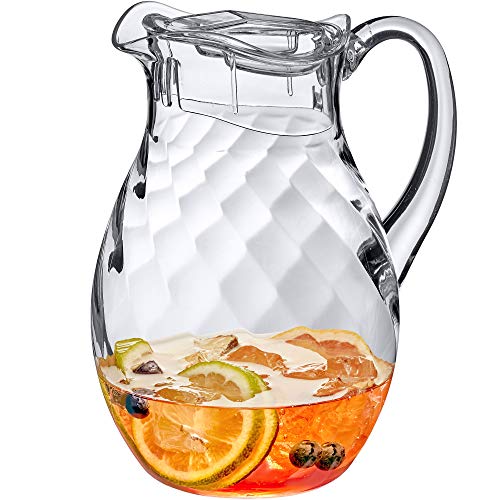 Amazing Abby - Bubbly Whirly - Acrylic Pitcher (72 oz), Clear Plastic Water Pitcher with Lid, Fridge Jug, BPA-Free, Shatter-Proof, Great for Iced Tea, Sangria, Lemonade, Juice, Milk, and More