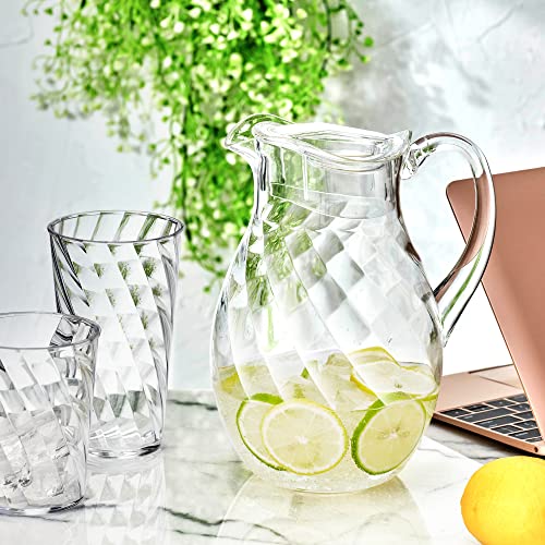 Amazing Abby - Bubbly Whirly - Acrylic Pitcher (72 oz), Clear Plastic Water Pitcher with Lid, Fridge Jug, BPA-Free, Shatter-Proof, Great for Iced Tea, Sangria, Lemonade, Juice, Milk, and More