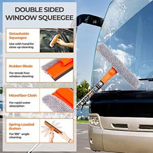 Homeflowz Car Wash Mop Kit [10PC] - Car Wash Brush with Long Handle - 62'' Stainless Steel Pole - Scratch Free Chenille Microfiber Car wash Brush Mitt - Car Mop Washing Kit for RV Cars and Bus