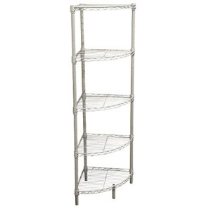 Juggernaut Storage White 5-Tier Corner Steel Wire Shelving Unit (14 in. W x 47 in. H x 14 in. D), WSCR141447-5WH