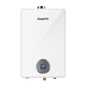 fogatti natural gas tankless water heater, indoor 6.3 gpm, 145,000 btu white instant hot water heater, instagas comfort 145 series