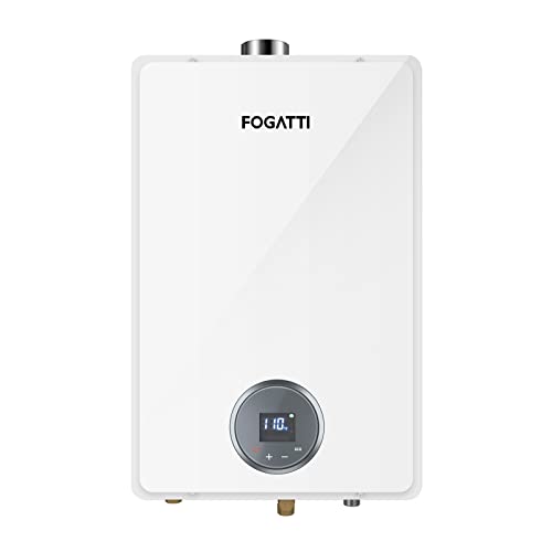 FOGATTI Natural Gas Tankless Water Heater, Indoor 6.3 GPM, 145,000 BTU White Instant Hot Water Heater, InstaGas Comfort 145 Series