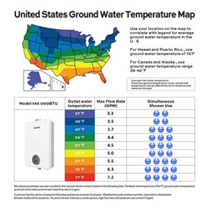 FOGATTI Natural Gas Tankless Water Heater, Indoor 6.3 GPM, 145,000 BTU White Instant Hot Water Heater, InstaGas Comfort 145 Series