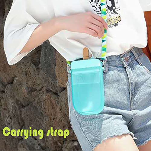 Mr.Dai Cute Water Bottles with Straws for Kids,Unique Kawaii Popsicle Shaped Plastic Leakproof Kettle 300ML,​Adjustable Shoulder Strap Transparent Water Juice Drinking Jug BPA Free (blue)