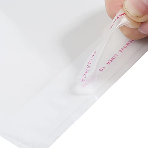 Macoota 200 Pcs 3" x 5" Thick 1.6 Mil Clear Self Sealing Resealable Cellophane Poly Bags Heavy-duty Adhesive Cello Plastic Bags Packaging Bakery Cookie Candy Candle Soap Prints Card Gift OPP Bag