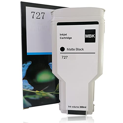 INK+ HP 727 Dye Matte Black Cartridge Compatible for HP 727 Dye for HP DesignJet T920 T930 T1500 T1530 T2500 T2530 300ml