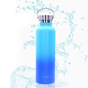stainless steel vacuum flask, 750ml/25 oz double wall vacuum insulated water bottle, portable travel vacuum flask for outdoor sports travel and office.(blue）