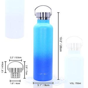 Stainless Steel Vacuum Flask, 750ML/25 oz Double Wall Vacuum Insulated Water Bottle, Portable Travel Vacuum Flask for Outdoor Sports Travel and Office.(Blue）