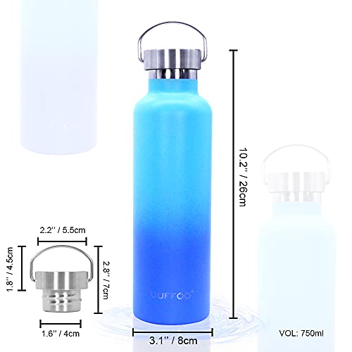 Stainless Steel Vacuum Flask, 750ML/25 oz Double Wall Vacuum Insulated Water Bottle, Portable Travel Vacuum Flask for Outdoor Sports Travel and Office.(Blue）