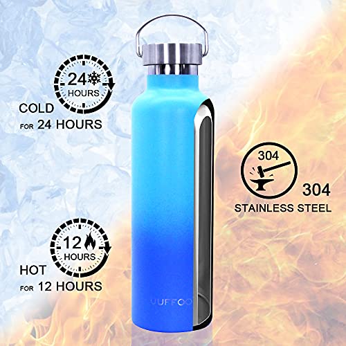 Stainless Steel Vacuum Flask, 750ML/25 oz Double Wall Vacuum Insulated Water Bottle, Portable Travel Vacuum Flask for Outdoor Sports Travel and Office.(Blue）