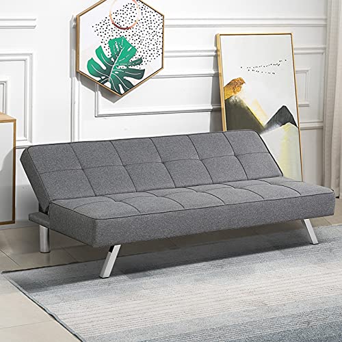 Giantex 3-Seat Convertible Sofa Bed, Sofa Bed w/ 3 Adjustable Angles, Line Fabric & High-Density Sponge, Durable Wood Frame &Sturdy Stainless-Steel Feet, Suitable for Living Room, Bedroom