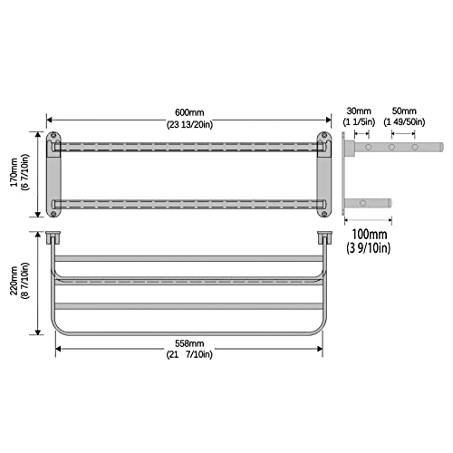 BOZWELL Bathroom Lavatory Towel Rack with Two Towel Bars,24-Inch Towel Holder with Shelf BZ205-A (Matte Black)