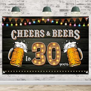 hamigar 6x4ft 30th birthday anniversary banner backdrop - cheers and beers to 30 years birthday anniversary decorations party supplies
