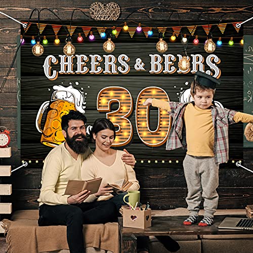 HAMIGAR 6x4ft 30th Birthday Anniversary Banner Backdrop - Cheers and Beers to 30 Years Birthday Anniversary Decorations Party Supplies