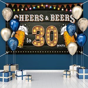 HAMIGAR 6x4ft 30th Birthday Anniversary Banner Backdrop - Cheers and Beers to 30 Years Birthday Anniversary Decorations Party Supplies