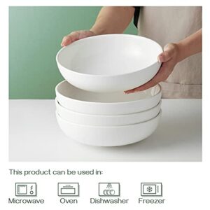 DOWAN Large Pasta Bowls, 47 Ounce Extra Deep Soup Bowls and Salad Serving Bowls, 8.5 x 2.5 Inches Ceramic Pasta Plates, Pasta Bowls Set of 4, White