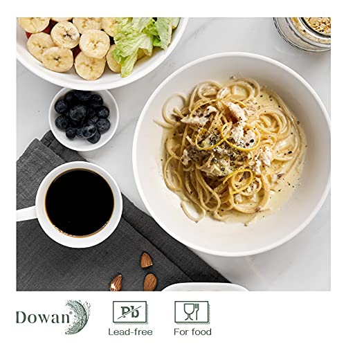 DOWAN Large Pasta Bowls, 47 Ounce Extra Deep Soup Bowls and Salad Serving Bowls, 8.5 x 2.5 Inches Ceramic Pasta Plates, Pasta Bowls Set of 4, White