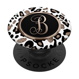cute white leopard print cheetah monogram initial letter b popsockets swappable popgrip