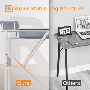 ODK Small Computer Desk, 27.5 inch Desk for Small Spaces with Storage, Compact Table with Monitor & Storage Shelves for Home Office, Modern Style Laptop Desk, Pure White