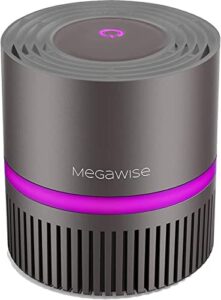 megawise true h13 hepa air purifier for home bedroom small room office, 3-in-1 filtration air cleaner for smoke, dust, pet dander, 100% ozone free, available for california