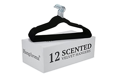 HangAroma Non-Slip Scented Velvet Hangers - Heavy Duty Clothes Hanger - Ultra Thin Space Saving 360 Degree Swivel Hook - Ideal for Coats, Jackets, Pants, & Dress - Mint - 12 Pack