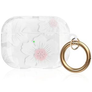 molova airpods pro case flower with keychain cute floral print airpod pro protective hard case cover for apple airpod pro charging case led visible (morning glory)