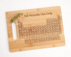 stem gift periodic table engraved bamboo wood cutting board with handle and funny quote gradudation gift for teacher scientist chemist professor student graduate 8.5 x 11"